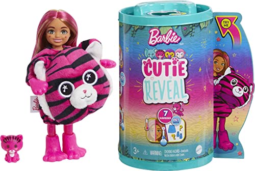 バービー バービー人形 Barbie Cutie Reveal Chelsea Small Doll, Jungle Series Tiger Plush Costume, 7 Surprises Including Mini Pet & Color Changeバービー バービー人形｜angelica