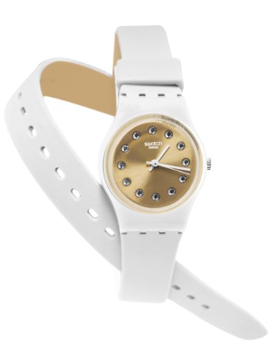 腕時計 スウォッチ レディース 送料無料 Swatch Gold Tone Dial White Silicone Strap Ladies Watch Lw142腕時計 スウォッチ レディース Andapt Com