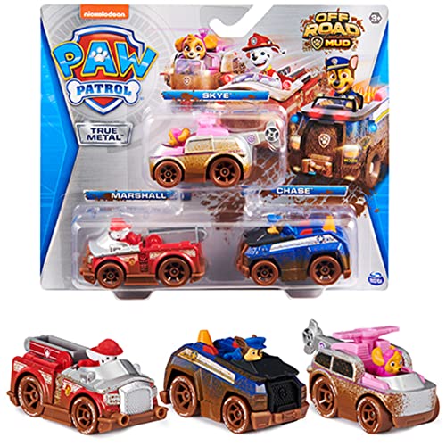 パウパトロール アメリカ直輸入 おもちゃ PAW Patrol True Metal 3 Pack of 3 Skye, Chase and Marshall 1:55 Scale Metal Toy Cars for Ages 3 and Up with Off Road Mud Decorパウパトロール アメリカ直輸入 おもちゃ画像