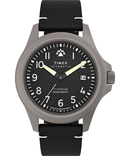 ウオッチ 五分五分メックス メンズ Timex Men\u0027s Expedition North Titanium Automatic 41粍 Watch - Black Strap Black Dial Titanium Caseウオッチ 五分五分メックス メンズ