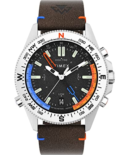 腕時計 タイメックス メンズ Timex Men's Expedition North Tide-Temp-Compass 43mm Watch - Brown Strap Black Dial Stainless Steel Case腕時計 タイメックス メンズ｜angelica