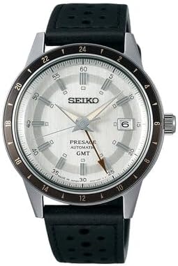 ウオッチ セイコー メンズ SEIKO Men\u0027s Grey Dial Black Leather Band Presage Automatic GMT Analog Watchウオッチ セイコー メンズ