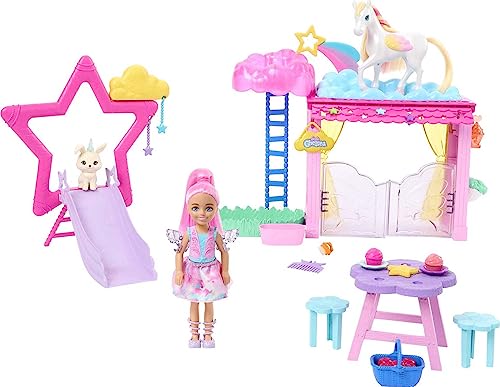 バービー バービーあやつり人形 Barbie A Touch of Magic Chelsea Small Doll \u0026 Pegasus Playset with Stable, Slide, Pet Bunny 10+ Accessories, Color-Change Winged Horse Toyバービー バービーあやつり人形