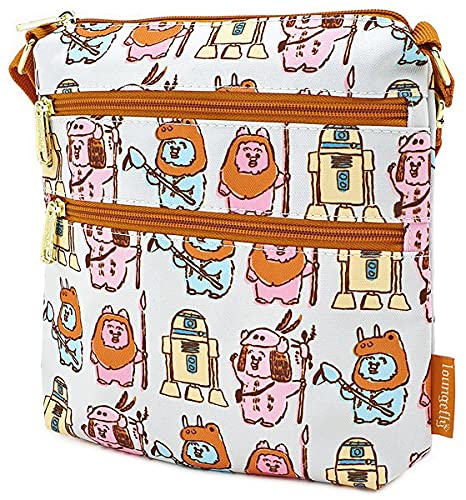 ラウンジフライ アメリカ 日本未発売 バッグ コラボ Loungefly x Star Wars Pastel Ewok Allover-Print Nylon Passport Bag, Multicolored, Mediumラウンジフライ アメリカ 日本未発売 バッグ コラボ