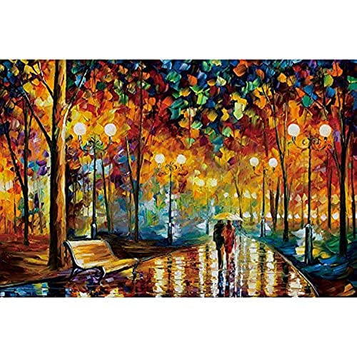 ジグソーパズル 海外製 アメリカ Ingooood Wooden Jigsaw Puzzles for Adults 1000 Pieces - Rainy Night Walk by Leonid Afremov Premium High End Jigsaw Puzzle, Finished 27.56" x 19.69", Challenging Gift for Adults and Familyジグソーパズル 海外製 アメリカ｜angelica