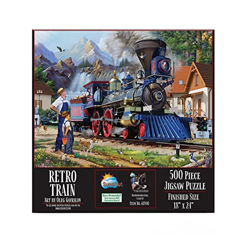 ジグソーパズル 海外製 アメリカ SUNSOUT INC - Retro Train - 500 pc Jigsaw Puzzle by Artist: Oleg Gavrilov - Finished Size 18" x 24" - MPN# 61940ジグソーパズル 海外製 アメリカ|angelica