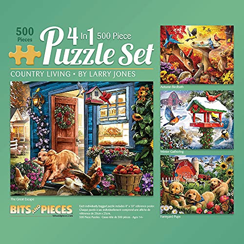 ジグソーパズル 海外製 アメリカ Bits and Pieces ? 4-in-1 Multi-Pack - 500 Piece Jigsaw Puzzles for Adults ? 500 pc Winter Spring Summer Fall Seasons Puzzle Set Bundle by Artist Larry Jones - 16"x20" (41cm x 51cm)ジグソーパズル 海外製 アメリカ｜angelica