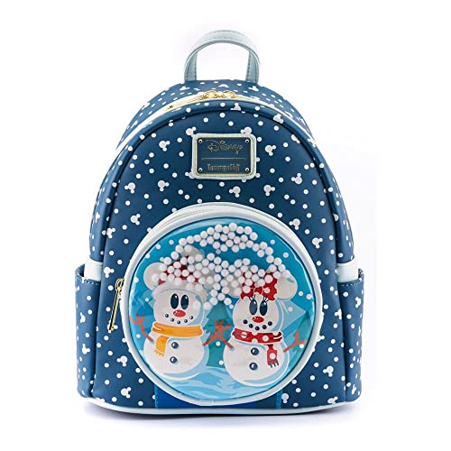 待ち合い室飛球 亜米利加 日本未発売 御徒面子 二人三脚 Loungefly Disney Snowman Mickey Minnie Mouse Snowglobe Womens Double Strap Shoulder Bag Purse待ち合い室飛球 亜米利加 日本未発売 御徒面子 二人三脚