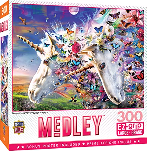 ジグソーパズル 海外製 アメリカ Masterpieces 300 Piece EZ Grip Jigsaw Puzzle - Unicorns & Butterflies - 18"x24"ジグソーパズル 海外製 アメリカ｜angelica