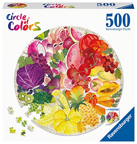 ジグソーパズル 海外製 アメリカ Ravensburger Circle of Colors: Fruits and Vegetables 500 Piece Round Jigsaw Puzzle for Adults & Kids - Unique Softclick Technology | Vibrant Matte Finish | Sustainable Forest Materialsジグソーパズル 海外製 アメリカ｜angelica