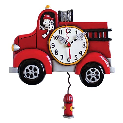 壁掛け時計 振り子時計 インテリア 海外モデル アメリカ Enesco Allen Designs Big Red Firetruck with Dalmatian Dog Sculpted Pendulum Wall Clock, 11.25 Inch, Multicolor壁掛け時計 振り子時計 インテリア 海外モデル アメリカ｜angelica