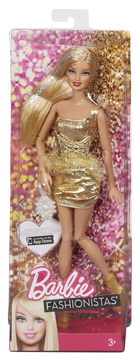 barbie doll gold dress