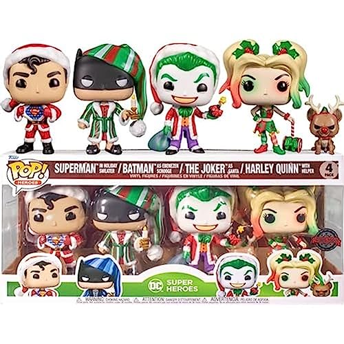 ファンコ FUNKO フィギュア 人形 アメリカ直輸入 Funko Pop! DC Comics Christmas 4 Pack Special Edition Exclusive Vinyl Figures - Superman in Holiday Sweater, Batman as Ebenezer Scrooge, The Joker as Santa, Hファンコ FUNKO フィギュア 人形 アメリカ直輸入｜angelica