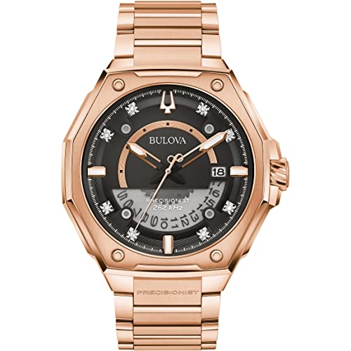 腕時計 ブローバ メンズ Bulova Men's Series X Rose Gold Stainless Steel Watch, Black and White Unidirectional Rotating Bezel, Gray Silicone Strap, White Dial Style:98B407腕時計 ブローバ メンズ｜angelica