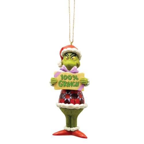 エネスコ Enesco 飾りつけ 室内装飾 外国で模範例 亜米利加 Enesco Dr. Seuss Grinch by Jim Shore One Hundred Percent Sign Grinch Hanging Ornament, Hand Crafted, Hand Painted Collectible Christmas Tree Ornamエネスコ Enesco 飾りつけ 室内装飾 外国で模範例 亜米利加