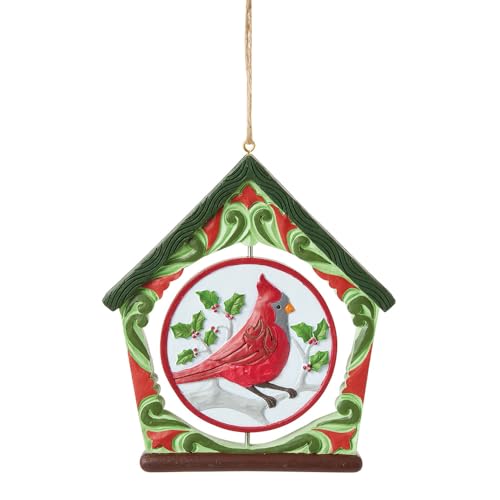 エネスコ Enesco 飾りつけ 室内装飾 外国で模範例 亜米利加 Enesco Jim Shore Heartwood Creek Cardinal Bird House Merry and Bright Rotating Hanging Ornament, 0.43 Inch, Multicolorエネスコ Enesco 飾りつけ 室内装飾 外国で模範例 亜米利加