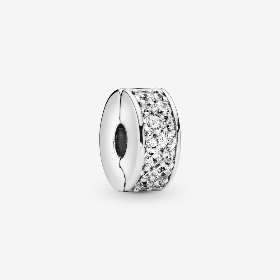 パンドラ ブレスレット チャーム アクセサリー ブランド PANDORA Clear Pave Clip Charm - Compatible with PANDORA Moments - Gift for Her - Made with Sterling Silver, Silicone & Cubic Zirconia - with Gifパンドラ ブレスレット チャーム アクセサリー ブランド|angelica