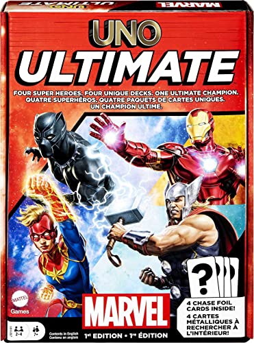 ボードゲーム 英語 アメリカ 海外ゲーム Mattel Games UNO Ultimate Marvel Card Game with 4 Collectible Foil Cards, Character-Themed Decks & Special Rules for Ages 7 Years & Olderボードゲーム 英語 アメリカ 海外ゲーム｜angelica