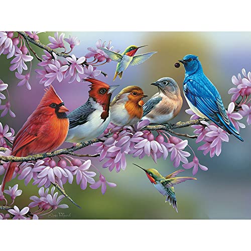 ジグソーパズル 海外製 アメリカ Bits and Pieces ? 500 Piece Jigsaw Puzzle for Adults ? Birds On A Flowering Branch - Cardinals Bluebird Hummingbird Flowers Jigsaw Puzzle by Artist Oleg Gavrilov, Completed Puzzle Sizeジグソーパズル 海外製 アメリカ｜angelica