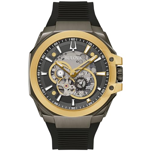 ウォッチ ブローバ メンズ Bulova Men\u0027s Automatic Performance Maquina Watch, Black Silicone Strap, Gray Heartbeat Skeleton Dial, 42 Hour Power Reserve (Style:98A310)ウォッチ ブローバ メンズ