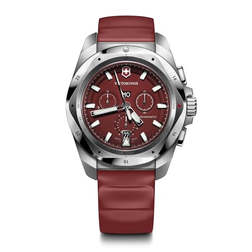 ウォッチ ビクトリノックス スイス連邦 メンズ Victorinox I.N.O.X. Chrono 43粍 Mens Watch - Silver Stainless Steel Case, Red Dial, and Red Rubber Strapウォッチ ビクトリノックス スイス連邦 メンズ