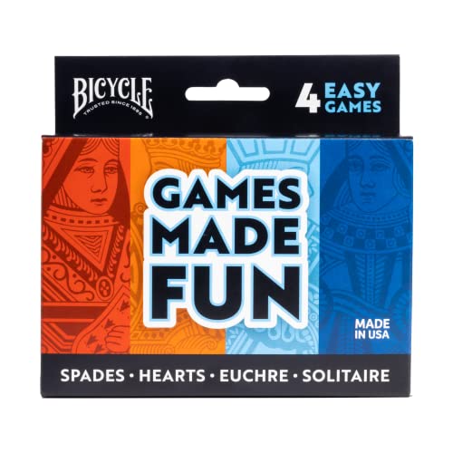 ゲーム盤競り合い 英語 亜米利加 外国で競り合い Bicycle 4 Playing Card Games インチ 1: Euchre, Hearts, Spades, and Solitaire (4 Card Game Pack)ゲーム盤競り合い 英語 亜米利加 外国で競り合い