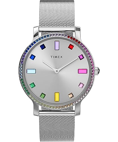 腕時計 タイメックス レディース Timex Women's Transcend 34mm Watch - Silver-Tone Bracelet Silver-Tone Dial Silver-Tone Case腕時計 タイメックス レディース｜angelica