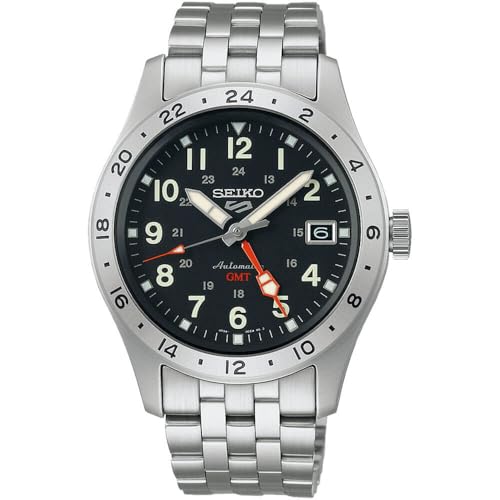 ウオッチ セイコー メンズ SEIKO SSK023 Automatic Watch for Men - 5 Sports Collection - Men\u0027s Sport Watch, Stainless Steel, Black Dial, GMT Hand - Water-Resistant 100Mウオッチ セイコー メンズ