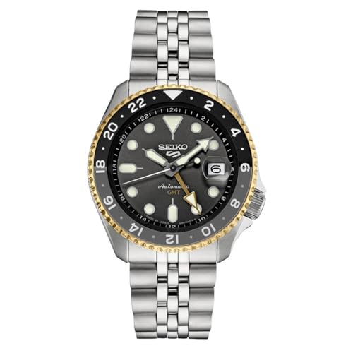 ウオッチ セイコー メンズ SEIKO SSK021 Automatic Watch for Men - 5 Sports Collection - Men\u0027s Sport Watch, Stainless Steel, Charcoal Dial, GMT Hand - Water-Resistant 100Mウオッチ セイコー メンズ