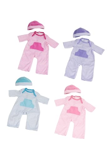 ジェーシートイズ 赤ちゃん おままごと ベビー人形 JC Toys | 4 Assorted Baby Doll Rompers and Hats | Pink + Blue + Light Pink + Purple | | Ages 2+ | Fits Dolls 14"-16""ジェーシートイズ 赤ちゃん おままごと ベビー人形｜angelica