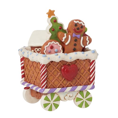エネスコ Enesco 飾りつけ 室内装飾 外国で模範例 亜米利加 Enesco Jim Shore Heartwood Creek Gingerbread Christmas Train Car Figurine- Stone Resin Hand Painted Crafted Collectible Santa Figurines Christmas エネスコ Enesco 飾りつけ 室内装飾 外国で模範例 亜米利加