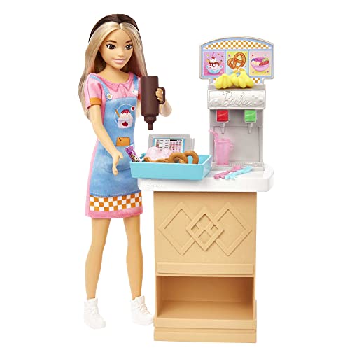 バービー バービーあやつり人形 Barbie First Jobs Skipper Set with Doll Model, Snack Bar with Counter, Ice Cream Cup with Colour Change and 8 Accessories, Children\u0027s Toy, Ages 3 and Above, HKD79バービー バービーあやつり人形