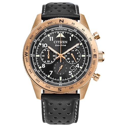 腕時計 シチズン 逆輸入 海外モデル 海外限定 Citizen Men's Eco-Drive Weekender Sport Casual, Rose Gold-Tone Stainless Steel Watch, Black Leather Watch, Chronograph (Model: CA4553-01E)腕時計 シチズン 逆輸入 海外モデル 海外限定|angelica