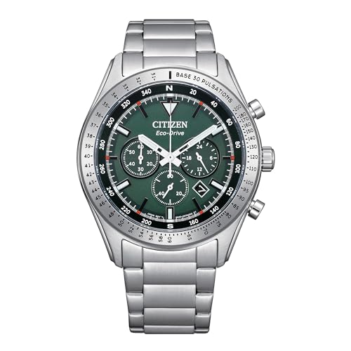 腕時計 シチズン 逆輸入 海外モデル 海外限定 Citizen Men\'s Eco-Drive Weekender Sport Casual, Silver-Tone Stainless Steel Bracelet Watch, Chronograph, Green Dial (Model: CA4600-89X)腕時計 シチズン 逆輸入 海外モデル 海外限定|angelica