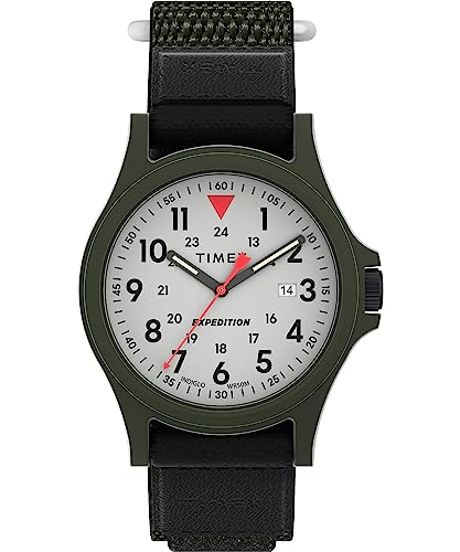 腕時計 タイメックス メンズ Timex Men's Expedition Acadia 40mm Watch - Black Fastwrap Cream Dial Green Case腕時計 タイメックス メンズ｜angelica