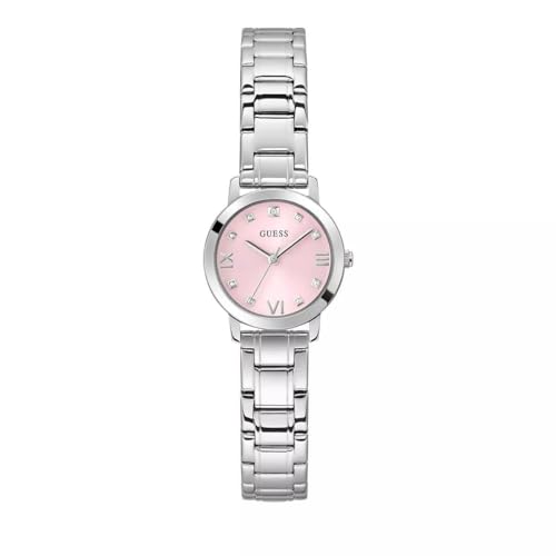 腕時計 ゲス GUESS レディース Guess Ladies 28mm Watch - Silver Tone Bracelet Pink Dial Silver Tone Case腕時計 ゲス GUESS レディース｜angelica