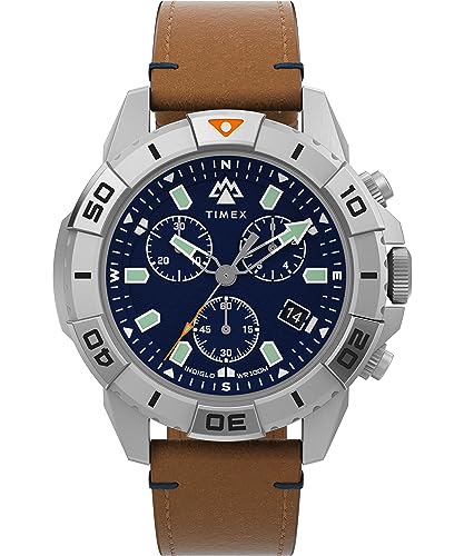 腕時計 タイメックス メンズ Timex Men Expedition North Ridge 42mm Watch - Tan Strap Blue Dial IP Steel Case腕時計 タイメックス メンズ