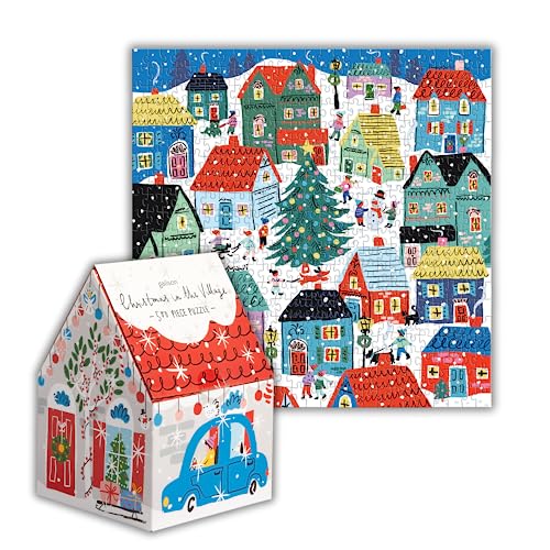ジグソーパズル 海外製 アメリカ Galison Christmas in The Village ? 500 Piece Unique House Shaped Puzzle with Bright and Bold Artwork of Merry Christmas Village Scenery for Adults and Familiesジグソーパズル 海外製 アメリカ｜angelica 10,237円