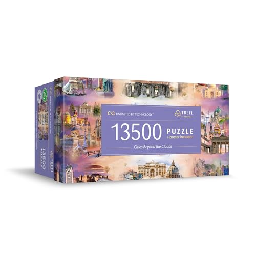 ジグソーパズル 海外製 アメリカ Trefl Cities Beyond the Clouds 13500 Jigsaw Puzzle Prime 78"x54" Large Jigsaw with Famous Landmarks, Collage, Thick Cardboard, BIO, ECO, Creative Fun for Adults and Children from 14 Years ジグソーパズル 海外製 アメリカ｜angelica