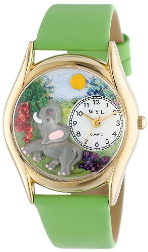安い購入 腕時計 気まぐれなかわいい プレゼント クリスマス ユニセックス C Whimsical Watches Kids C Classic Gold Elephant Light Green Leather And Goldtone Watc腕時計 気まぐれなかわいい プレゼント クリスマス ユニセックス C