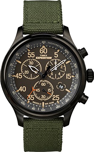 腕時計 タイメックス メンズ TW4B10300 Timex Men&rsquo;s Expedition Field Chrono 43mm Watch ? Black Case & Dial with Green Fabric Strap腕時計 タイメックス メンズ TW4B10300｜angelica