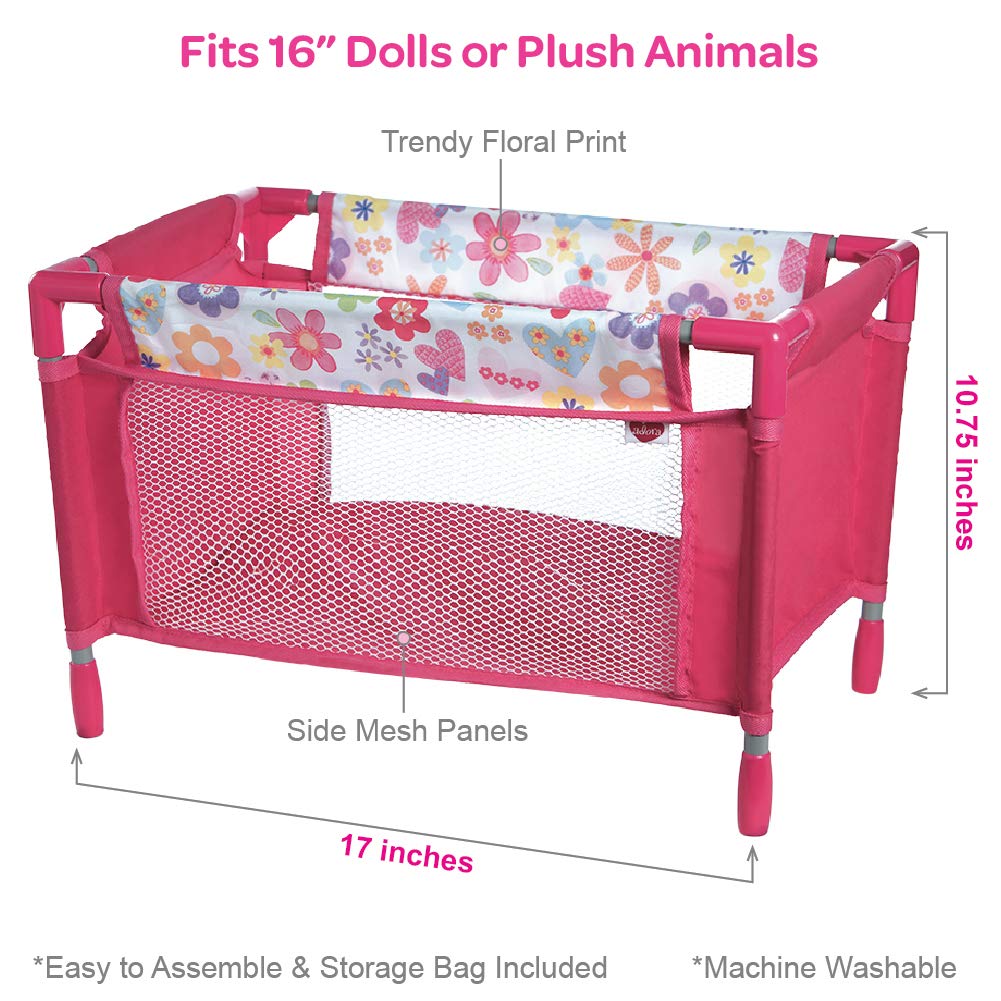 Seal限定商品 アドラベビードール 赤ちゃん リアル 本物そっくり おままごと Adora Baby Doll Crib Pink Floral Playpen Bed Toy With Carry Bag For Baby Dolls Up To 16 Inchesアドラ ベビードール 赤ちゃん リアル 本物そっくり おままごと