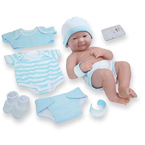 ジェーシートイズ 赤ちゃん おままごと ベビー人形 043657185515 8 piece Layette Baby Doll Gift Set | JC Toys - La Newborn Nursery | 14" Life-Like Smiling Doll w/ Accessories | Blue | Ages 2+ジェーシートイズ 赤ちゃん おままごと ベビー人形 043657185515｜angelica