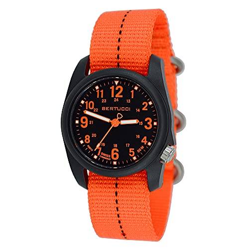 腕時計 ベルトゥッチ メンズ 逆輸入 海外モデル 11042 BERTUCCI 11042 DX3 Field Resin Dash-Striped Drab Orange Nylon Strap Black Dial Watch腕時計 ベルトゥッチ メンズ 逆輸入 海外モデル 11042｜angelica