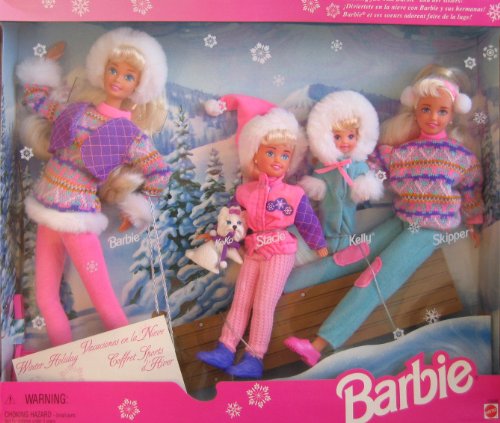 バービー バービーあやつり人形 チェルシー 旗がしら ステイシー 15645 BARBIE WINTER HOLIDAY Set SLEDDING FUN w 4 DOLLS (Skipper, Kelly, Stacie \u0026 Barbie), Koko (Dog), SLED \u0026 More (1995)バービー バービーあやつり人形 チェルシー 旗がしら ステイシー 15645
