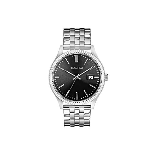 ウオッチ ブローバ メンズ Caravelle by Bulova Men\u0027s Dress 3-Hand Date Quartz Watch, Stainless Steel, Coin Edge Bezel, 41粍ウオッチ ブローバ メンズ