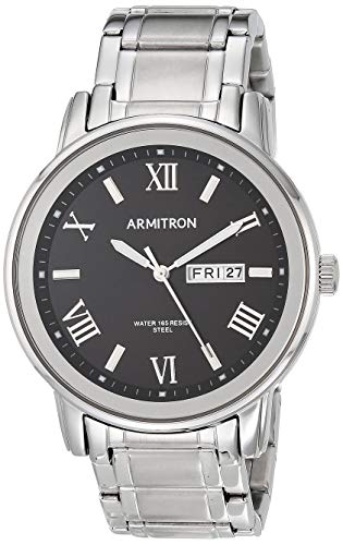 腕時計 アーミトロン メンズ 20/4935BKSV Armitron Men's 20/4935BKSV Day/Date Function Silver-Tone Bracelet Watch腕時計 アーミトロン メンズ 20/4935BKSV｜angelica