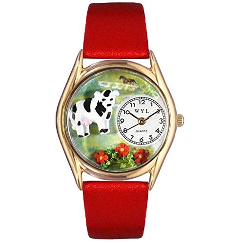 限定製作 腕時計 気まぐれなかわいい プレゼント クリスマス ユニセックス C Whimsical Watches Women S C Classic Gold Cow Red Leather And Goldtone Watch腕時計 気まぐれなかわいい プレゼント クリスマス ユニセックス C Angelica 100