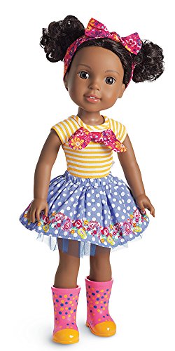 アメリカンガールドール 乳飲み子 おままごと もの言う花あやつり人形 FGD38 American Girl WellieWishers Kendall 14.5-inch Doll with Deep Brown Eyes, Curly Black Hair, Pink Sparkle Stretch Leotard, Periwinklアメリカンガールドール 乳飲み子 おままごと もの言う花あやつり人形 FGD38