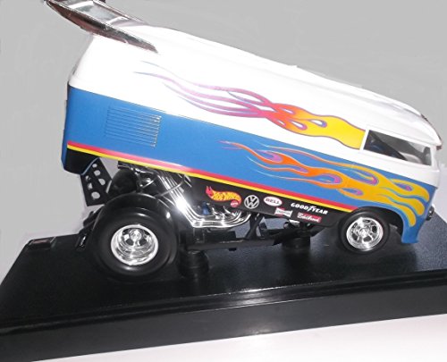 ホットウィール マテル ミニカー ホットウイール Hot Wheels Customized VW Drag Bus White Blue 1:18 Scale Collectibles Deluxe Vehicle Display Baseホットウィール マテル ミニカー ホットウイール